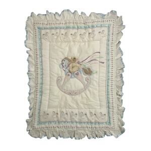 Red Calliope Baby Carriage Bear Horse Ruffle Baby Blanket Quilt Daisy Kingdom